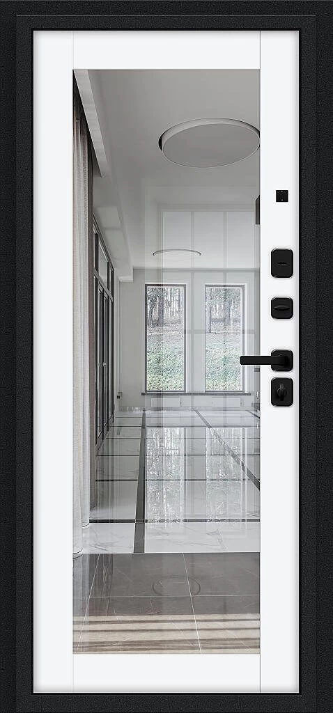 Входная дверь Флэш МФ/SBlack Букле черное/White Silk BR6199 внутренняя сторона