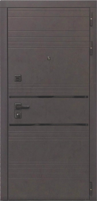 Входная дверь L-43 ФЛ-291 (Line, 10мм, белый софт) внешняя сторона